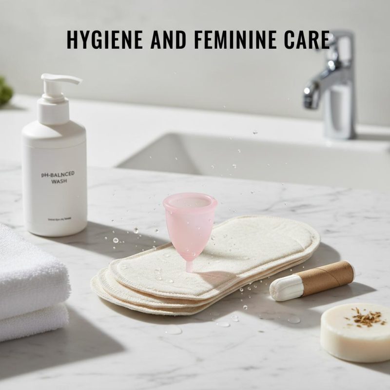 hygiene feminine care flatlay