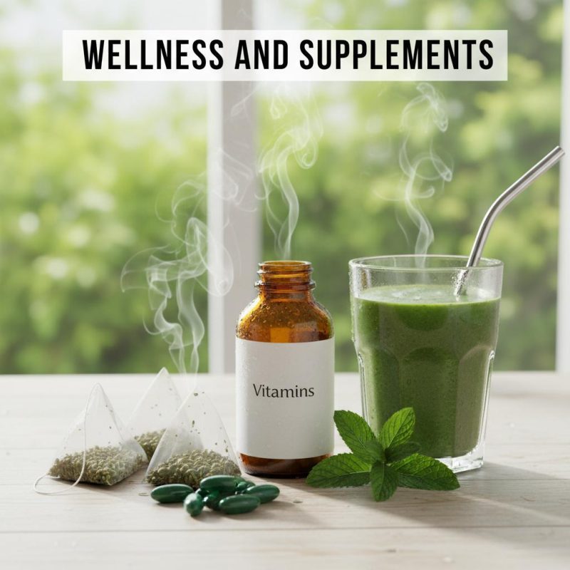 wellness supplements flatlay